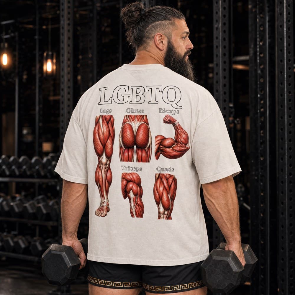 Three LGBTQ tees laid flat