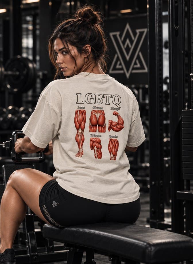 Back view of the LGBTQ tee, looking over the shoulder